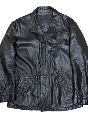 JACK FRASER LEATHER COAT Europa 2000 Vintage 80s Bomber Jacket Mens XL